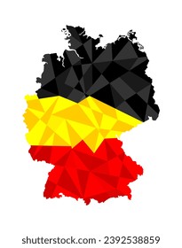 Germany map flag vector silhouette illustration isolated on white background. Deutschland abstract geometric map. Germany flag over map. National symbol. Patriotic emblem banner.