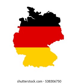 Germany map and flag in white background