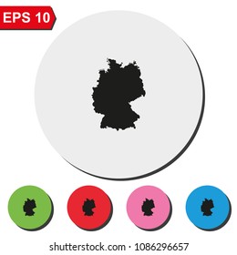 Germany map flat round colorful vector icon.