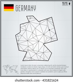 Germany map in geometric polygonal style. Polygonal abstract world map. Vector illustration. Germany flag. Berlin pointer.