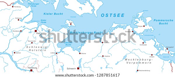 Germany Map German Baltic Sea German Stock Vector (Royalty Free