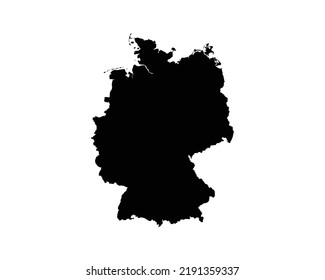 Germany Map. German Country Map. Deutschland Black and White National Nation Outline Geography Border Boundary Shape Territory Vector Illustration EPS Clipart svg