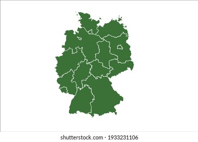 Alemania Mapa el color verde sobre fondo blanco