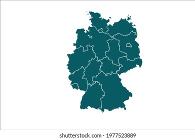 Germany Map Green Color on White Backgound