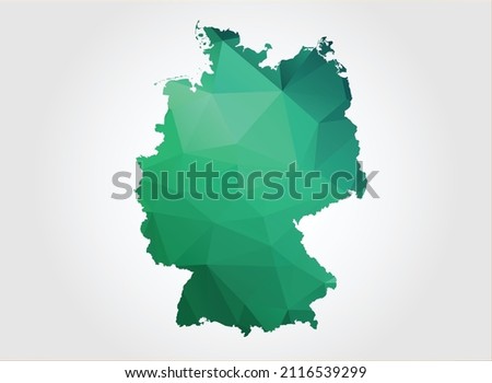 Germany Map Green Color on white background polygonal
