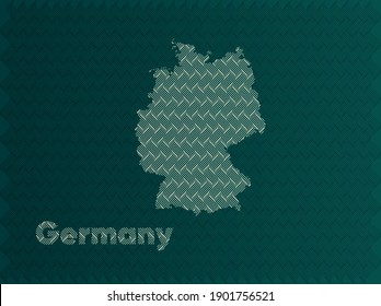 mapa de alemania con patrón geométrico simple verde y dorado y ondas abstractas