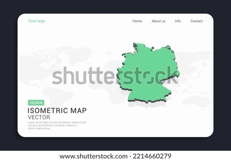 Germany map green on white background with isometric vector.