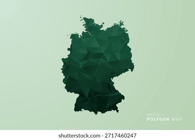 Mapa da Alemanha - Ilustração de vetor estilo polígono verde, baixo projeto geométrico poly com Silhueta limpa no fundo verde macio.