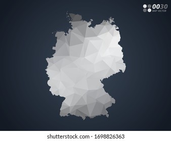 Germany map grey polygon red triangle mosaic with dark background. style gradient vector.
