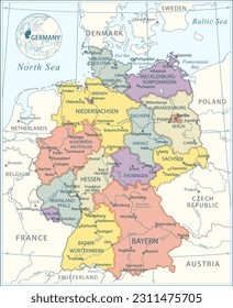 Mapa de Alemania - ilustración vectorial altamente detallada