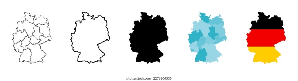 Germany map icon. Germany country icons collection. German map isolated signs. Vector elements. EPS 10