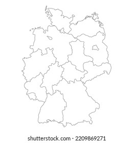 Icono de mapa alemán, concepto de geografía en blanco, ilustración aislada del vector de fondo gráfico.