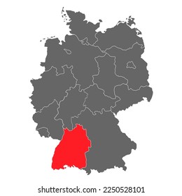 Germany map icon of Baden-Württemberg, geography blank concept, isolated graphic background vector illustration .