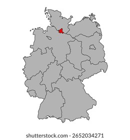 Alemanha ícone do mapa de Hamburgo, geografia em branco conceito, isolado gráfico fundo vetor ilustração .