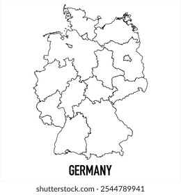 germany map icon isolated on white background. Outline map. Simple line icon. Vector illustration