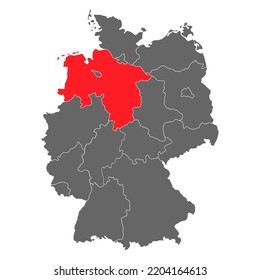 Deutschland Karte Symbol Niedersachsen, Geografisches Leerkonzept, einzelne grafische Hintergrund-Vektorgrafik .