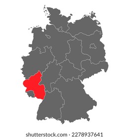 Germany map icon of Rhineland-Palatinate, geography blank concept, isolated graphic background vector illustration .