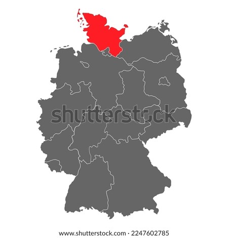 Germany map icon of Schleswig-Holstein, geography blank concept, isolated graphic background vector illustration .
