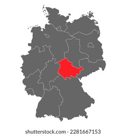 Germany map icon of Thuringia, geography blank concept, isolated graphic background vector illustration .