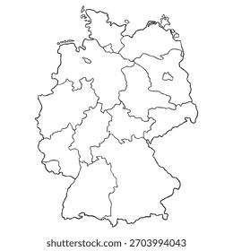 Deutschland, Kartendarstellung handgezeichneter Umrissvektor