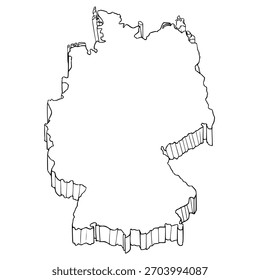 Ilustración de mapa de Alemania dibujado a mano esbozo Vector