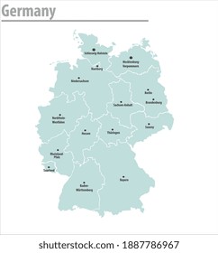 Germany map. illustration vector detailed Germany map with all state names