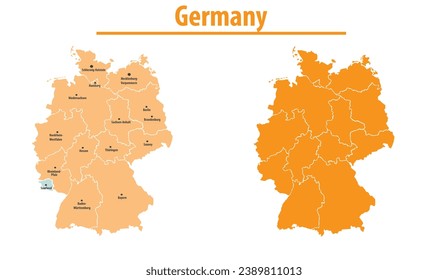 Germany map. illustration vector detailed Germany map with all state names