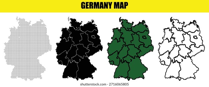 germany map illustrations in various styles and colors