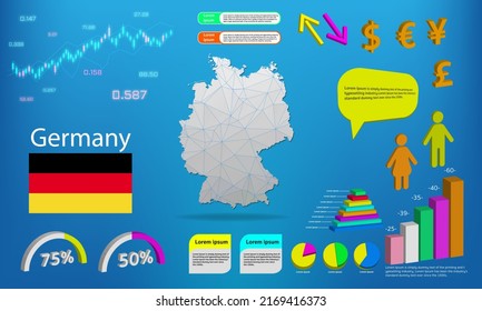 germany map info graphics - charts, symbols, elements and icons collection. Detailed germany map with High quality business infographic elements.