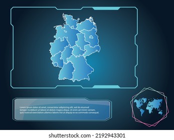 Germany Map infographic technology blue Color element collection background