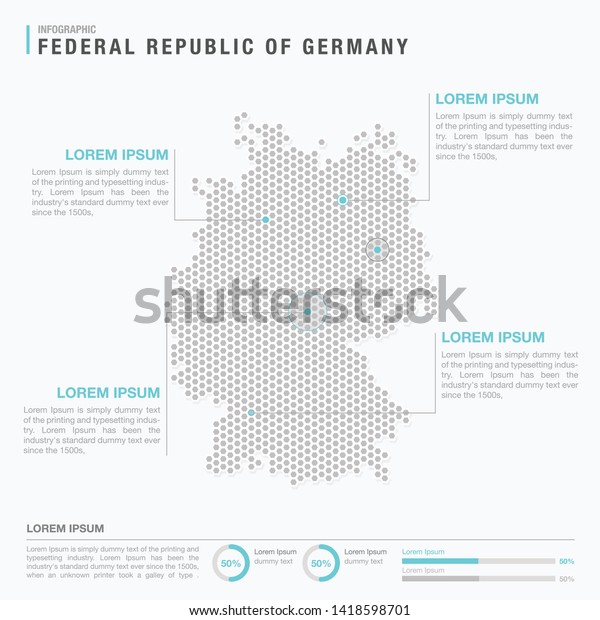 Germany Map Infographics Abstract Pixelated Dot Stock Vector (Royalty ...