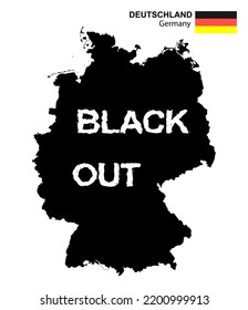 Germany map with islands in black and -Black Out- text,
Vector illustration isolated on white background
