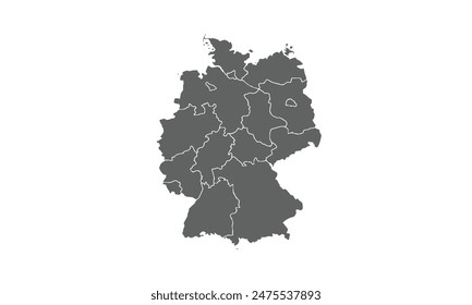 Germany map isolated on white background. for website layouts, background, education, precise, customizable, Travel worldwide, map silhouette backdrop, earth geography, political, reports.
