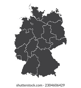 Germany Map Isolated Vector Silhouette Icons with Background Accents