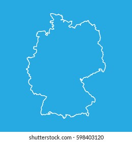 Germany map in line style. Vector illustration on blue background.