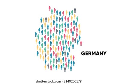 Germany Map made by a group of people, Population. Globalization. People from different countries