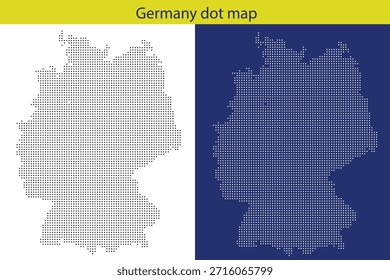 germany map made of dots on white and blue backgrounds