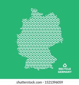 Germany map made from recycling symbol. Environmental concept