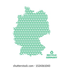 Germany map made from recycling symbol. Environmental concept