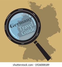 Germany map with magnifying glass. Travel concept image.