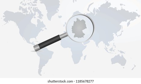 Germany map in magnifying glass. vector illustration