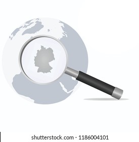 Germany map in magnifying glass. vector illustration