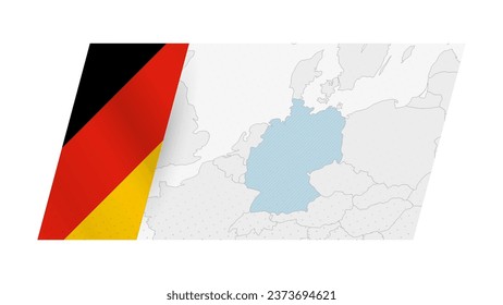 Deutschland Karte im modernen Stil mit der deutschen Flagge auf der linken Seite. Vektorgrafik einer Karte.