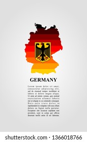 germany map with national flag and coat of arms. flat, icon, vector illustration 