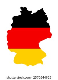Germany Map in National Flag Colors isolated on White Background