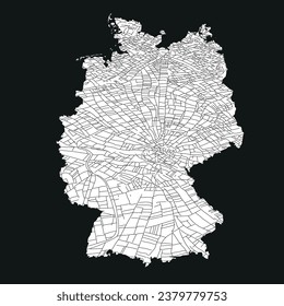 Germany map on black background. Abstract design.