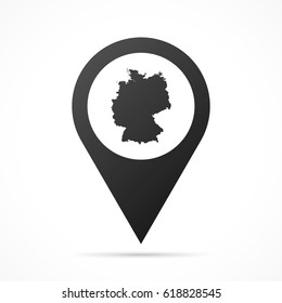 Germany Map on location pin. Map pointer isolated on a white background.
Conceptual vector illustration.
