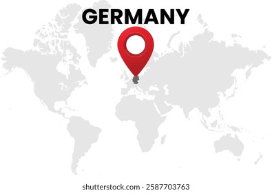 Germany map on transparent background. Germany map with country highlighted with location symbol. Vector illustration of Germany map with pin location.