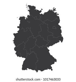 Germany map on white background vector, Germany Map Outline Shape Black on White Vector Illustration, High detailed black illustration map -Germany.