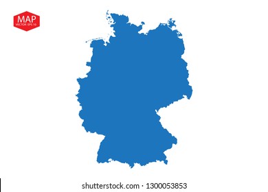 Germany Map on white background. Flat vector, High detailed blue vector map, germany map - blue pastel graphic background . Vector illustration eps 10. - Vector